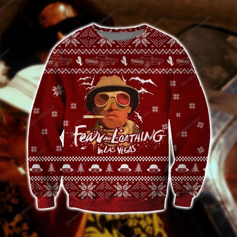 Fear And Loathing In Lvs Knitting Pattern Print Ugly Christmas Sweater