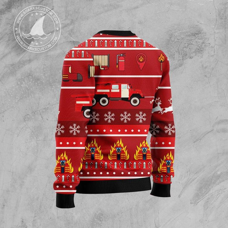 Firefighter Ugly Christmas Sweater unisex womens & mens, couples matching, friends, funny family sweater gifts