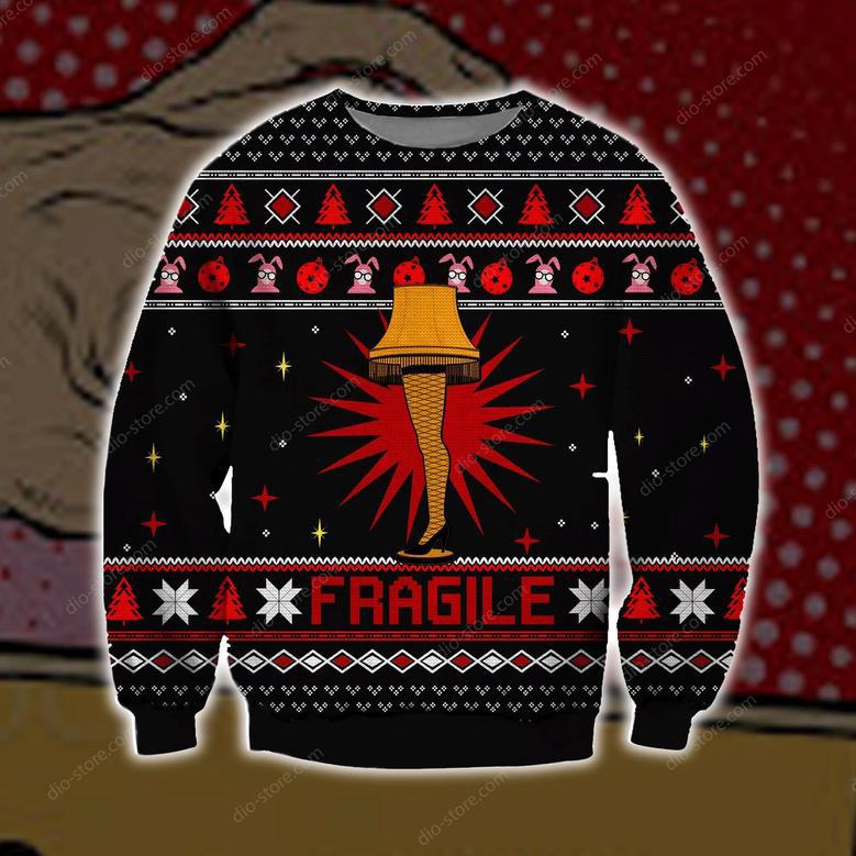 Fragile Knitting Pattern Print Ugly Christmas Sweater