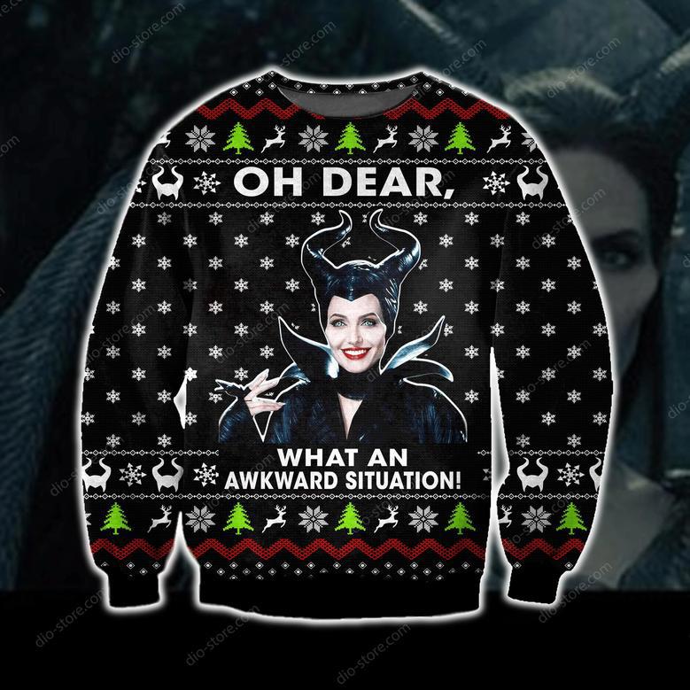 Funny Maleficent Knitting Pattern Print Ugly Christmas Sweater