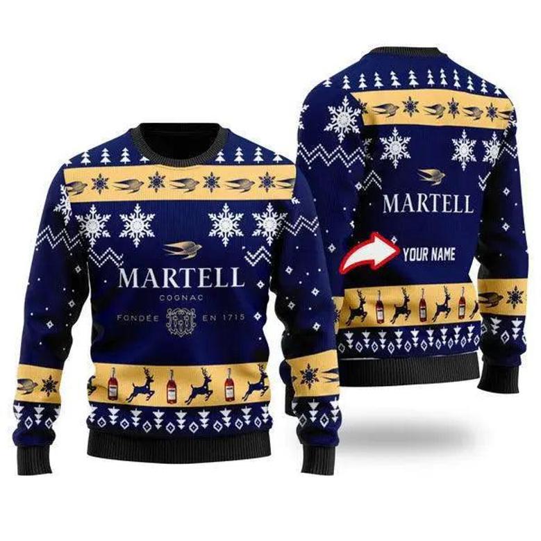 Funny Martell Cognac Personalized Ugly Christmas Sweater, Jumpers