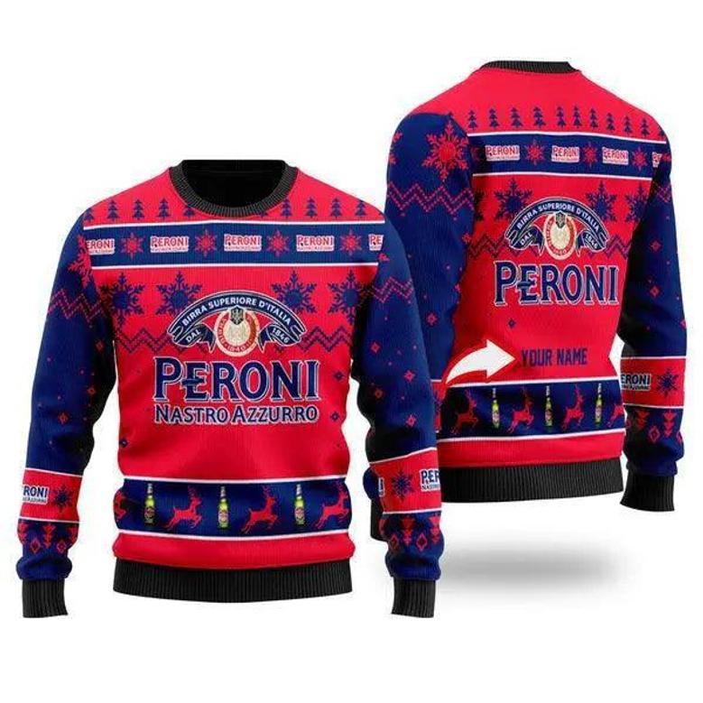 Funny Peroni Beer Personalized Ugly Christmas Sweater, Jumpers