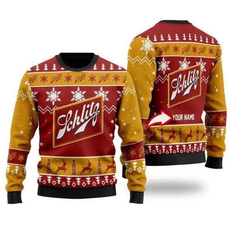 Funny Schlitz Beer Personalized Ugly Christmas Sweater, Jumpers