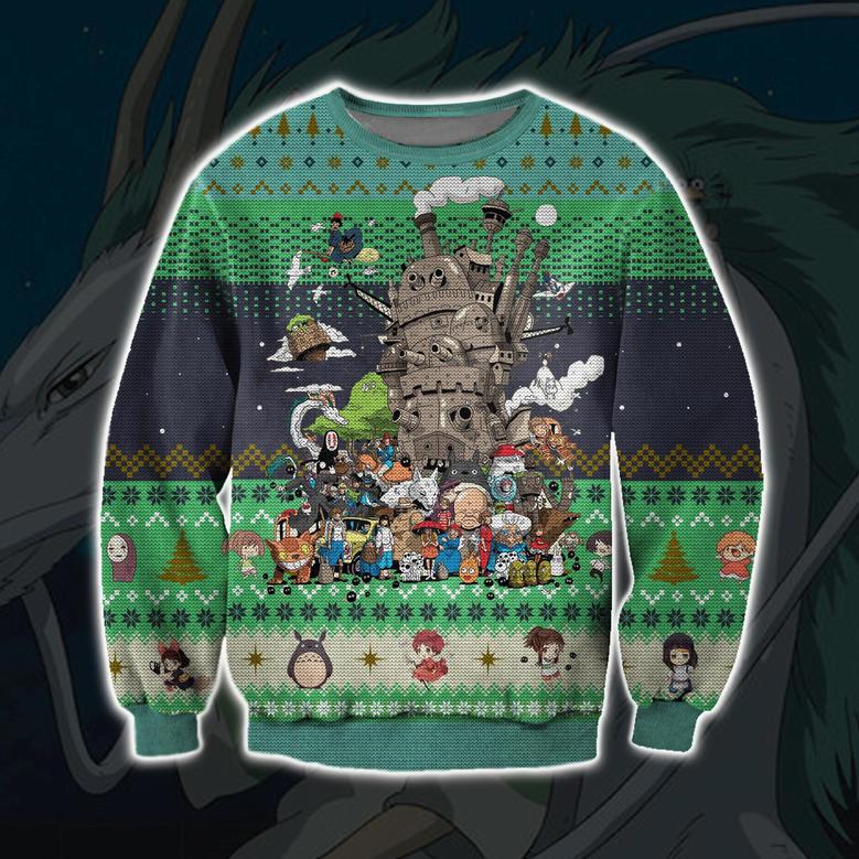 Ghibli Studio Characters Print Ugly Christmas Sweater