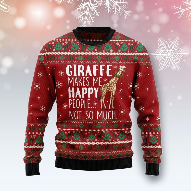 Giraffe Makes Me Happy Ugly Christmas Sweater