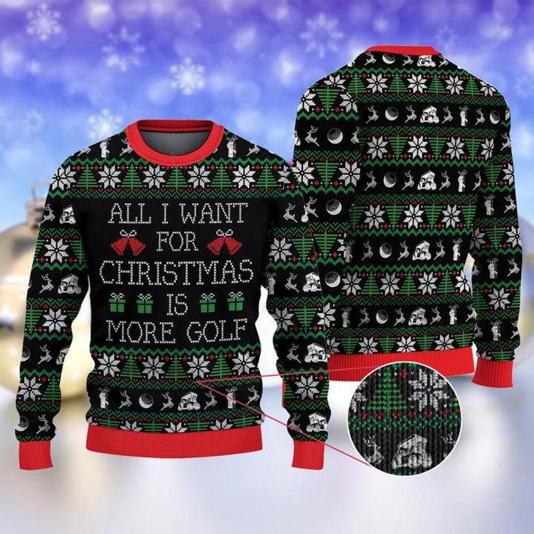 Golfer All I Want for Christmas Ugly Sweater For Men Women Holiday Sweater