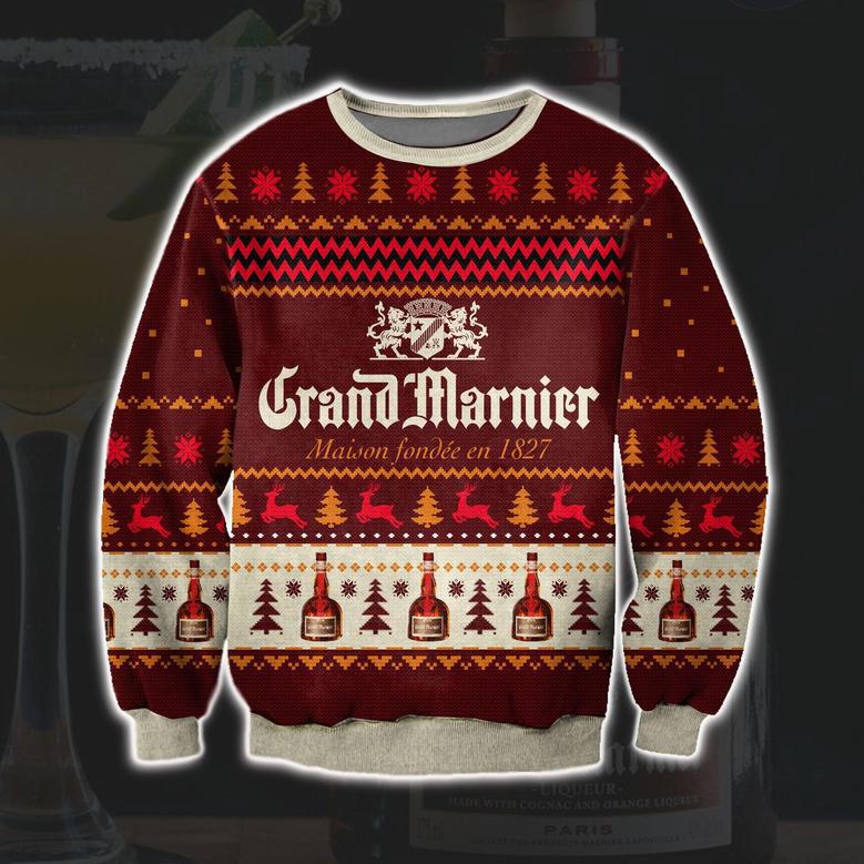 Grand Marnier Wine Print Ugly Christmas Sweater