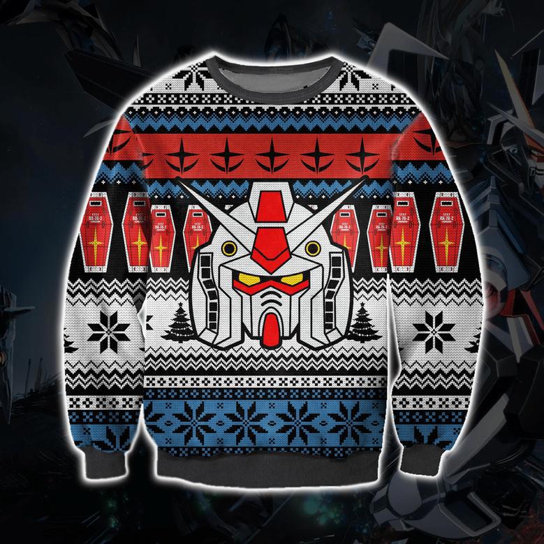 Gundam Print Knitting Pattern Ugly Christmas Sweater