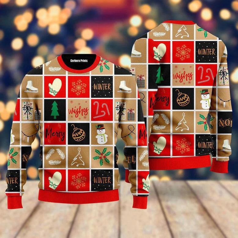 Happy Winter Merry Christmas Pattern Ugly Christmas Sweater For Men & Women