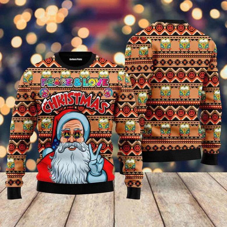 Hippie Santa Claus Peace And Love Ugly Christmas Sweater For Men & Women