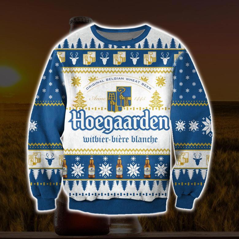 Hoegaarden Beer Knitting Pattern Print Ugly Christmas Sweater