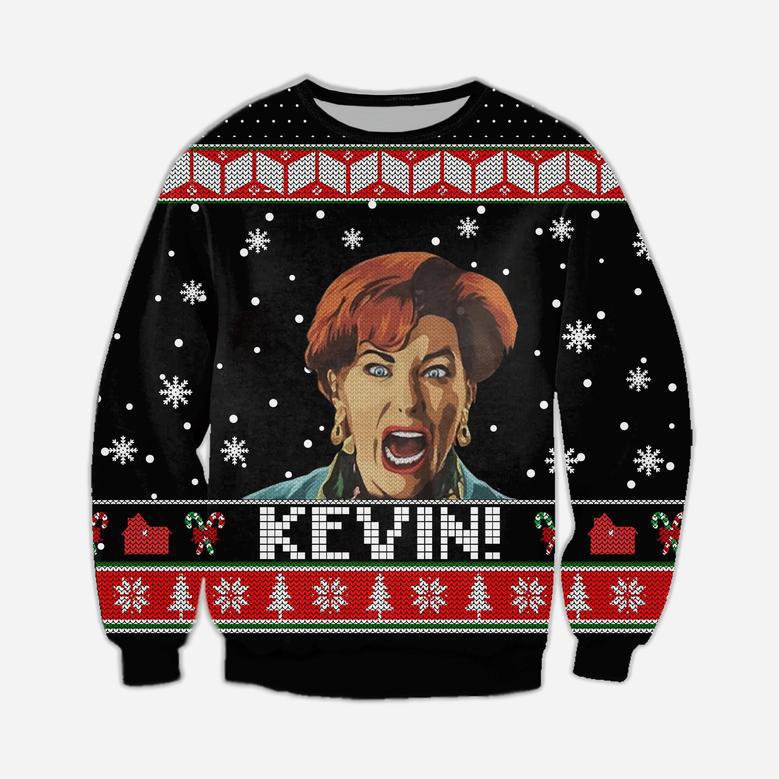 Home Alone Knitting Pattern Print Ugly Christmas Sweater