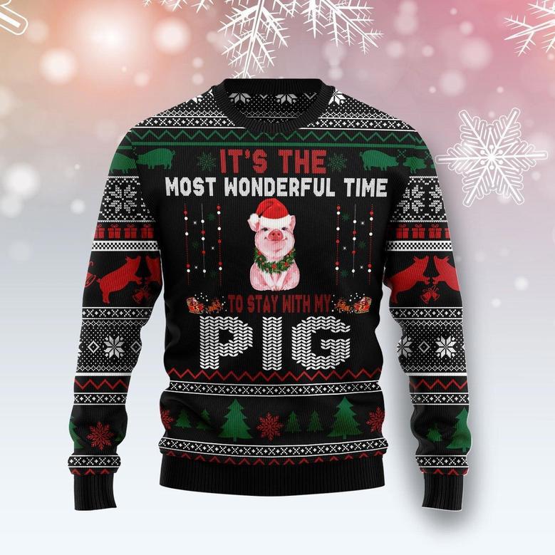 Its The Most Wonderful Time To Stay With My Pig Ugly Christmas Sweater