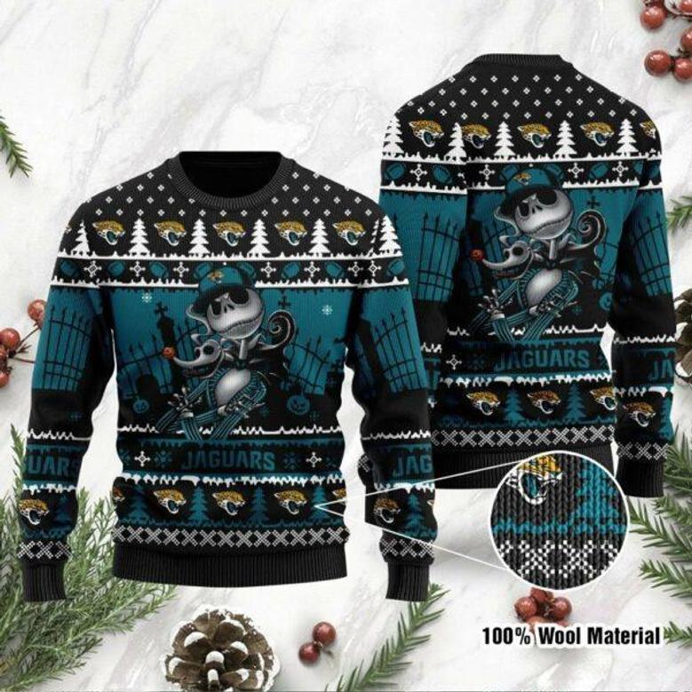 Jacksonville Jaguars Jack Skellington Halloween Holiday Party Ugly Christmas Sweater, Ugly Sweater, Christmas Sweaters, Hoodie, Sweatshirt, Sweater