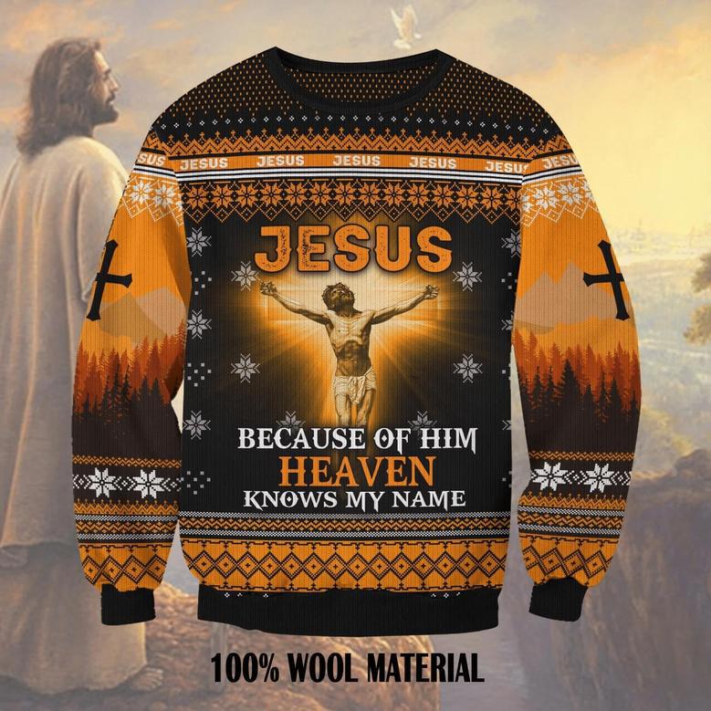 Jesus Because Of Him Heaven Knows My Name Ugly Christmas Sweater