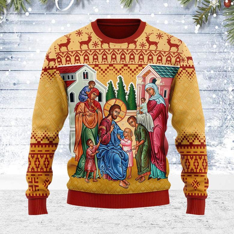 Jesus Christ and The Children Christmas Sweater