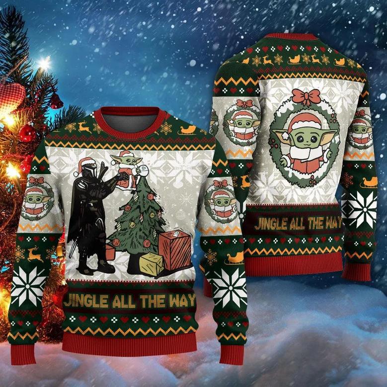 Jingle All The Way Mandalorian Star Wars Ugly Christmas Sweater