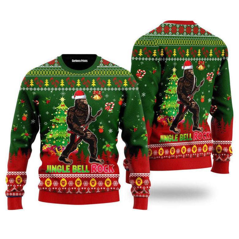 Jingle Bell Rock Bigfoot Guitar Ugly Christmas Sweater, Jumper