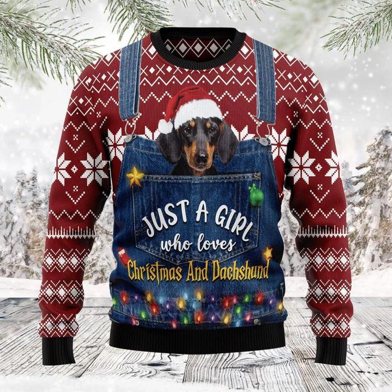 Just A Girl Who Loves Christmas And Dachshund Ugly Christmas Sweater