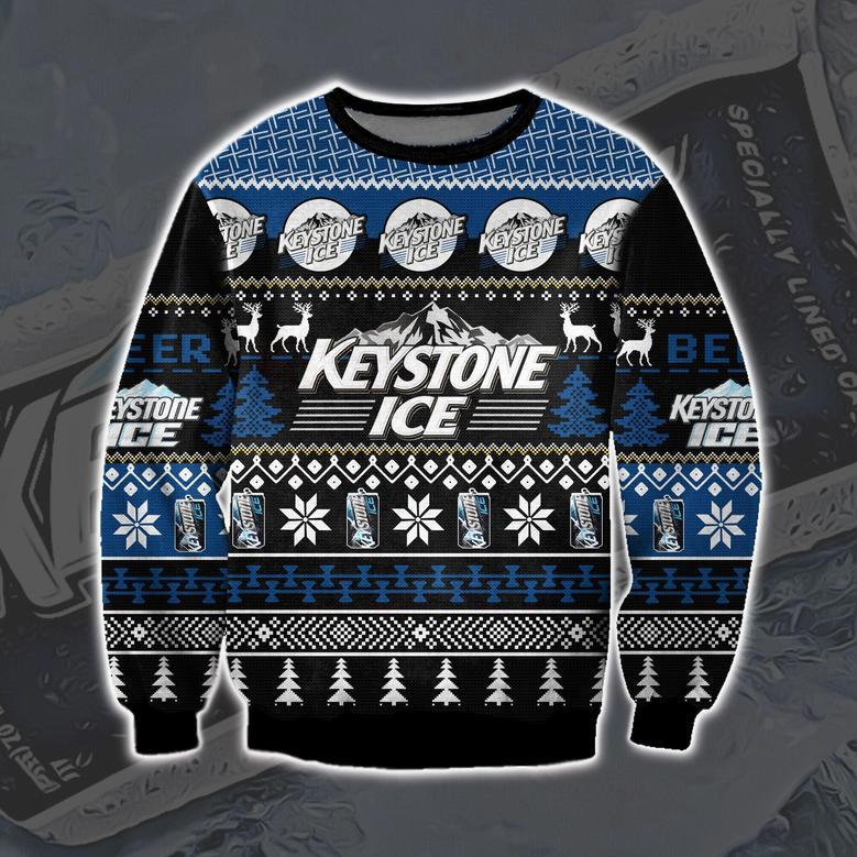 Keystone Ice Beer Print Ugly Christmas Sweater