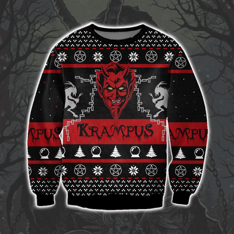 Krampus Horror Movie Print Ugly Christmas Sweater