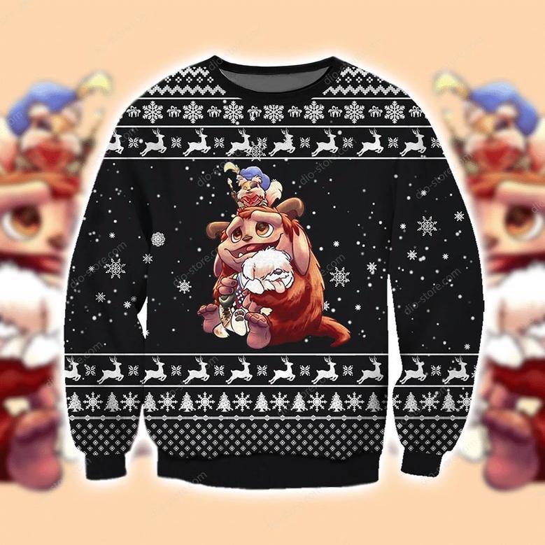 Labyrinth Knitting Pattern Print Ugly Christmas Sweater