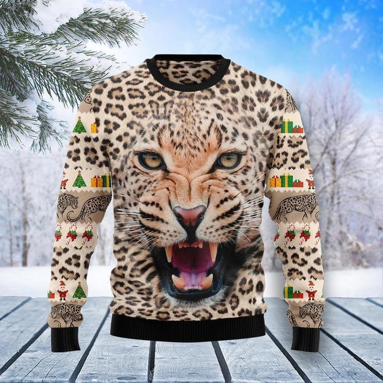 Leopard Cute Face Ugly Christmas Sweater