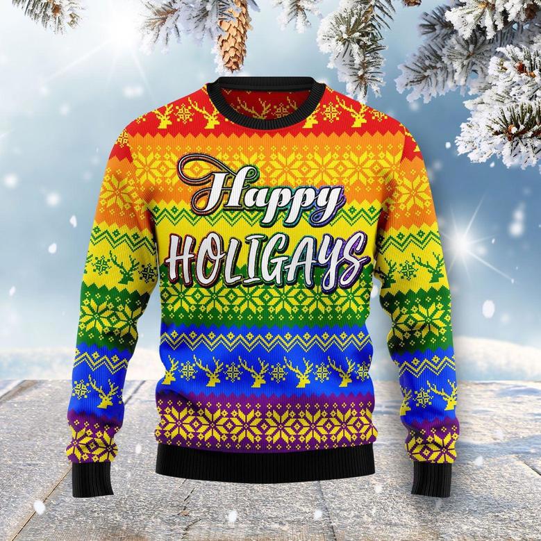 LGBT Gay Pride Happy Holigays Ugly Christmas Sweater