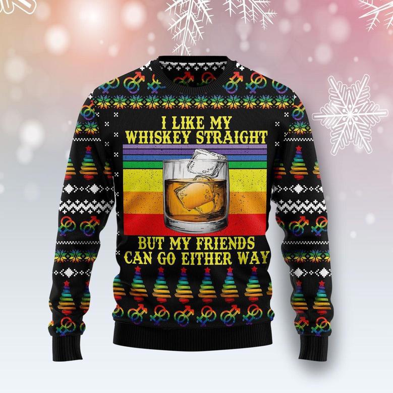 LGBT Whiskey Straight Ugly Christmas Sweater