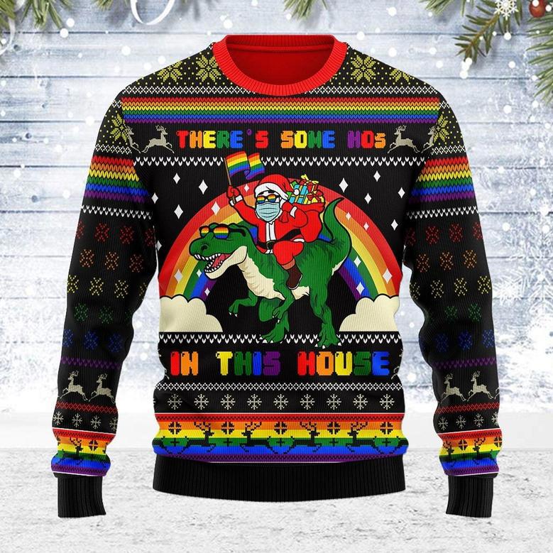 LGBTQ+ There's Some Hos In This House Ugly Christmas Sweater