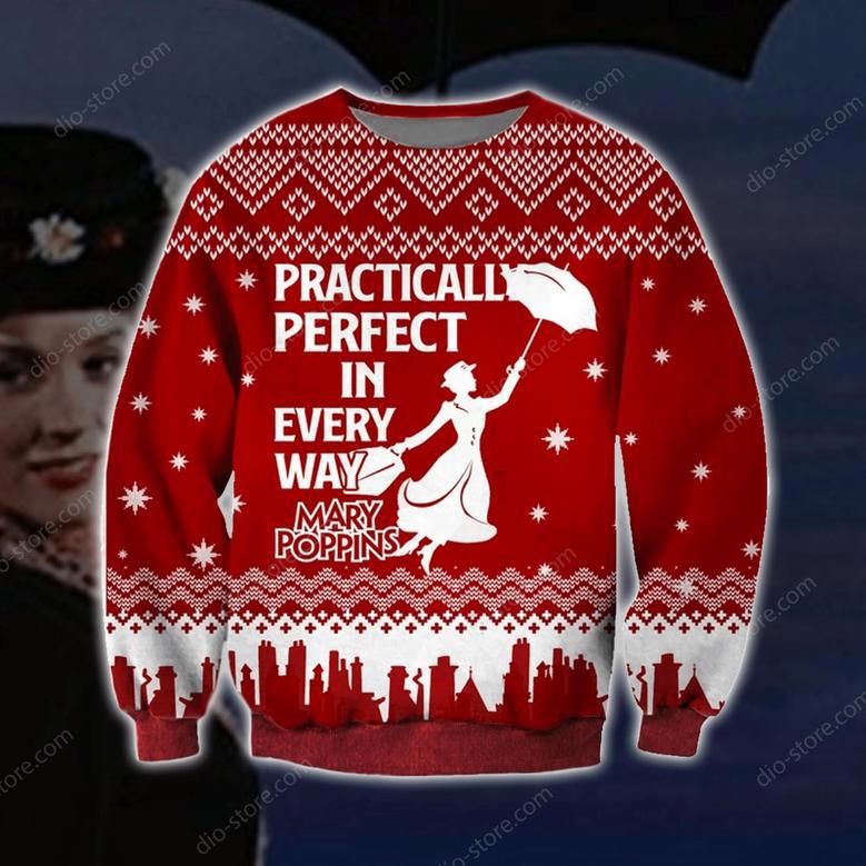 Mary Poppins Knitting Pattern Print Ugly Christmas Sweater