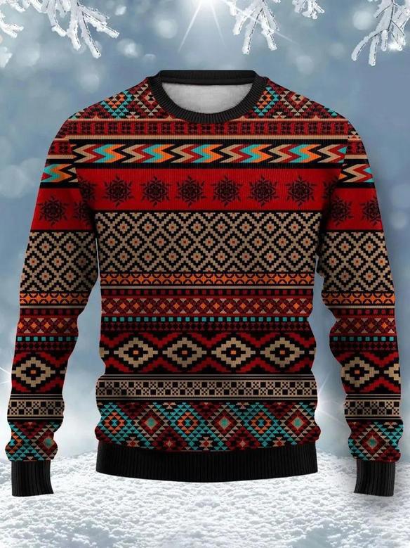 Men’s Retro Style Geometric Print Casual – Ugly Sweater Christmas