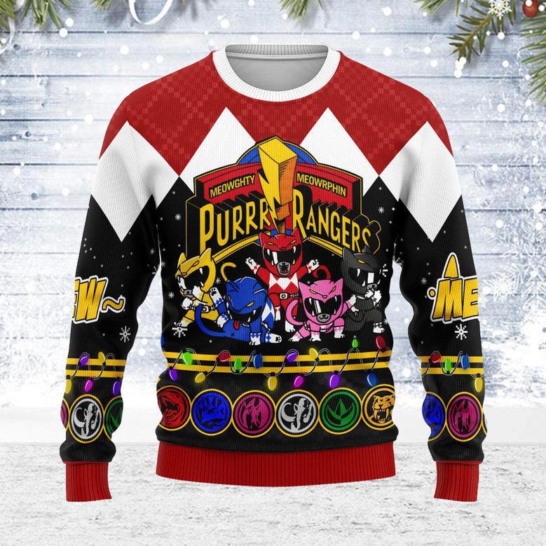 Merry Christmas Meowghty Meowrphin Purrr Rangers Unisex Wool Sweater