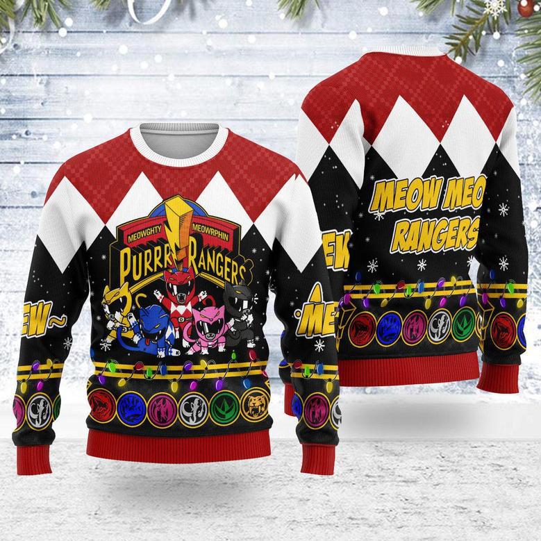 Merry Christmas Meowghty Meowrphin Purrr Rangers Unisex Wool Sweater