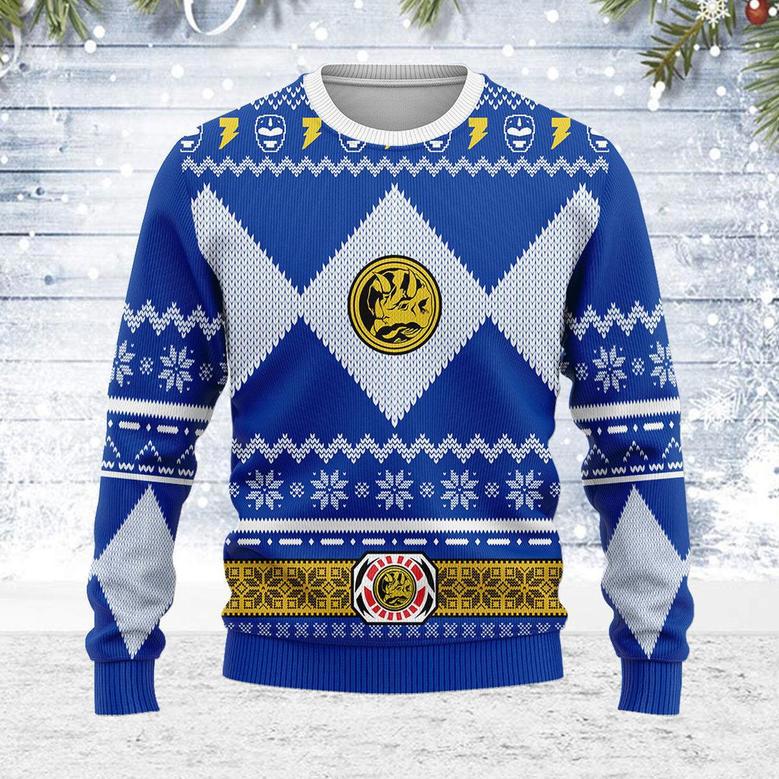 Merry Christmas Unisex Christmas Sweater Blue Power Ranger Apparel