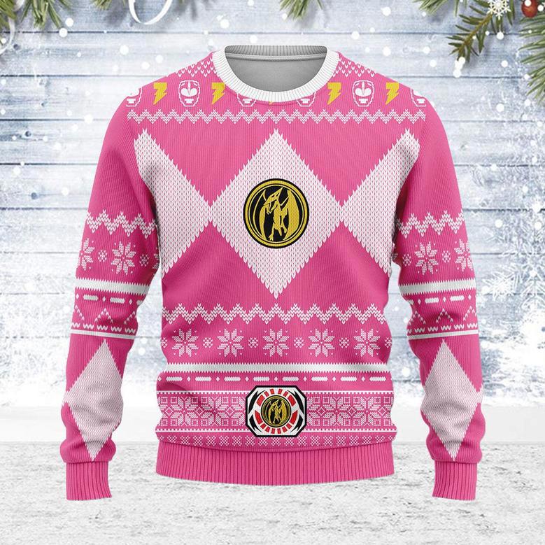 Merry Christmas Unisex Christmas Sweater Pink Power Ranger Apparel