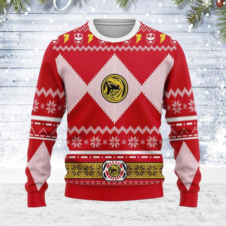 Merry Christmas Unisex Christmas Sweater Red Power Ranger Apparel