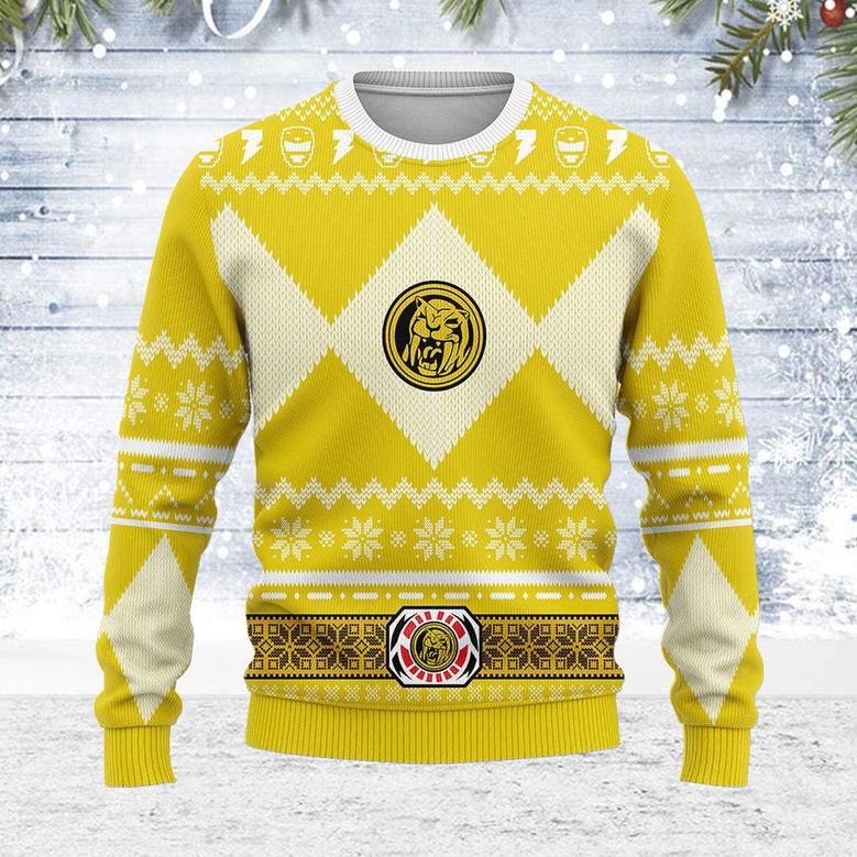 Merry Christmas Unisex Christmas Sweater Yellow Power Ranger Apparel