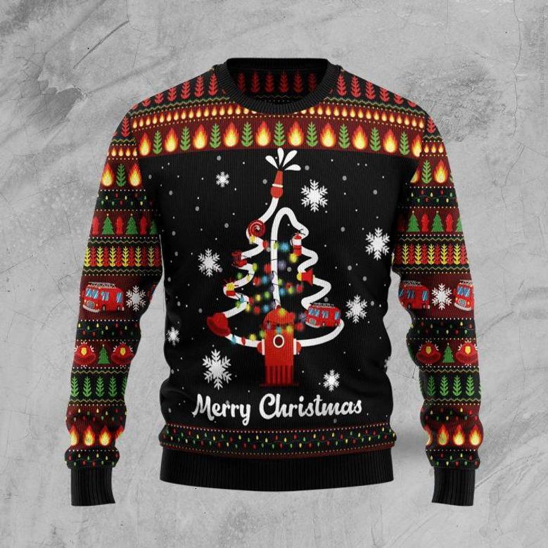 Merry Firefighter Ugly Christmas Sweater