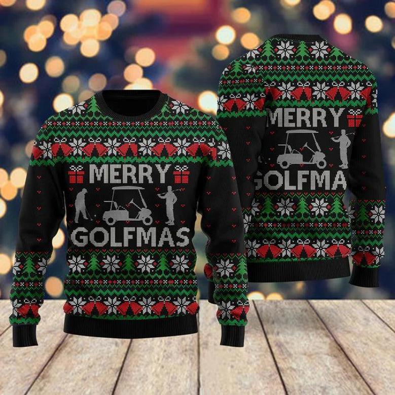 Merry Golfmas Pattern Ugly Christmas Sweater For Men & Women