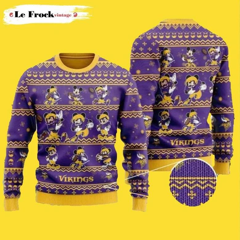 Mickey Mouse Minnesota Vikings Custom Ugly Christmas Sweater