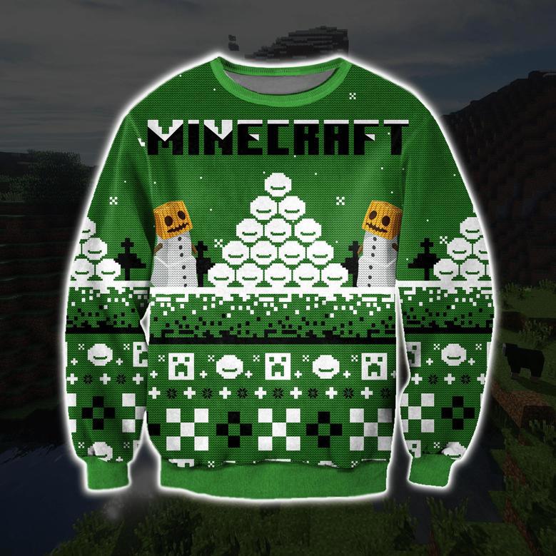 Minecraft Game Knitting Pattern Print Ugly Christmas Sweater