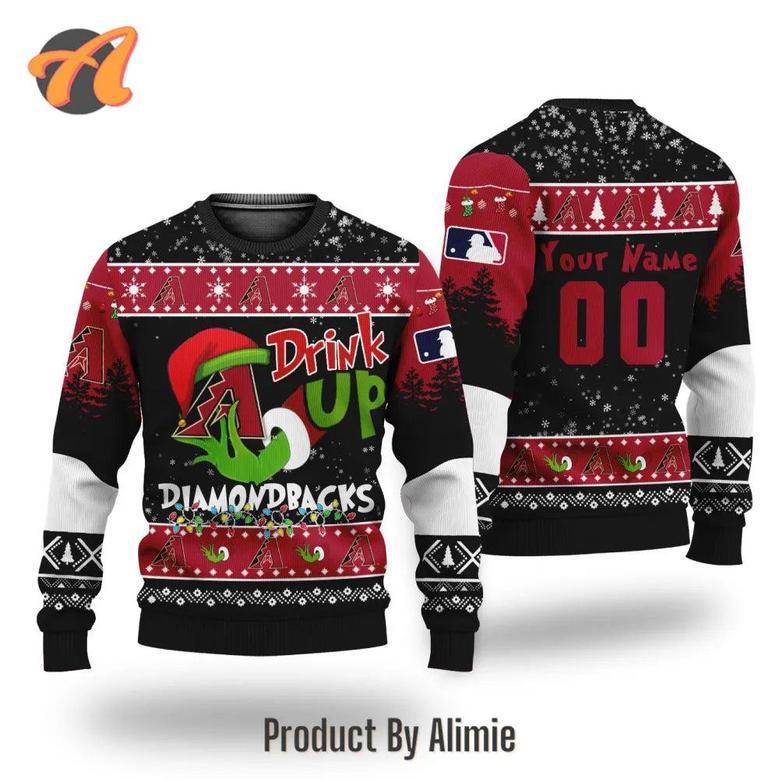 MLB Grinch Drink Up Arizona Diamondbacks Custom Ugly Christmas Sweater, Jumpers