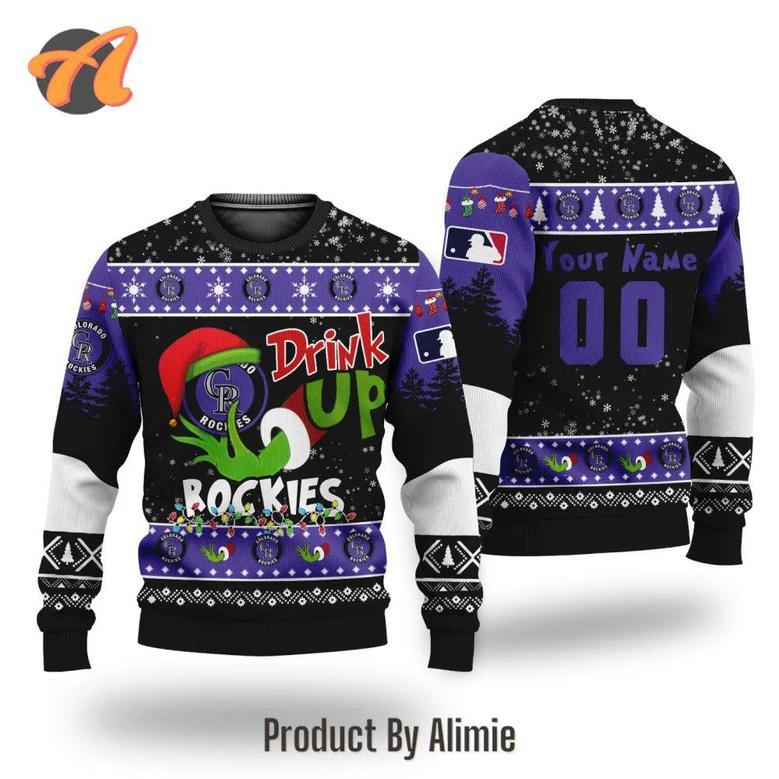 MLB Grinch Drink Up Colorado Rockies Custom Ugly Christmas Sweater, Jumpers