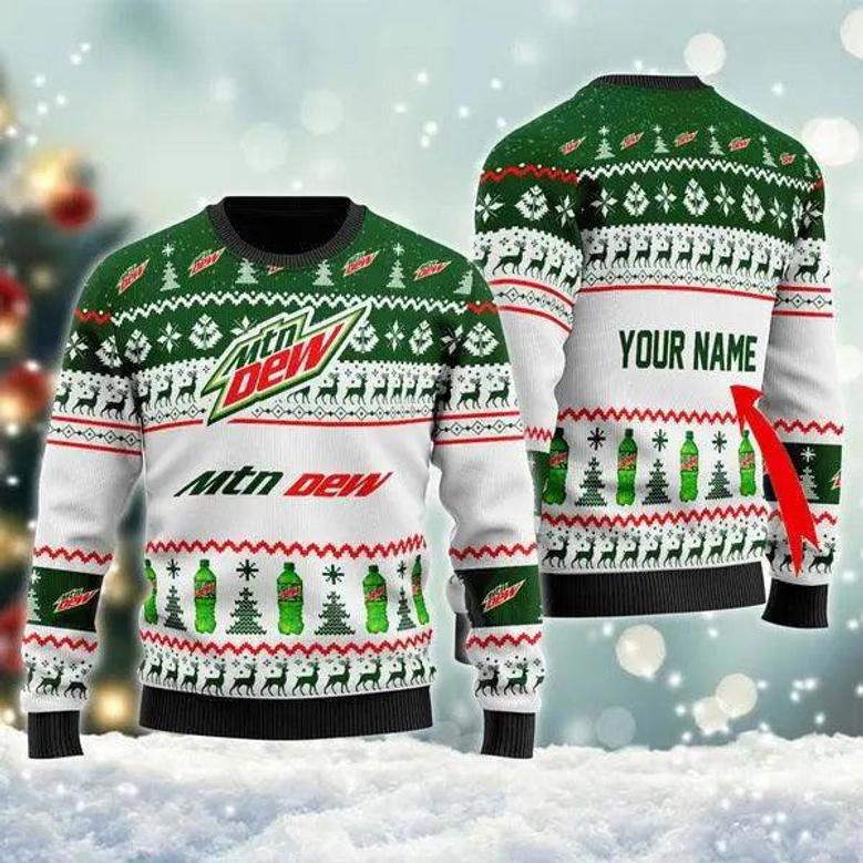 Mountain Dew Spirit Personalized Ugly Christmas Sweater, Jumpers