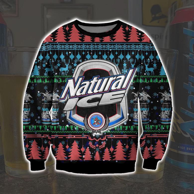 Natural Ice Beer Knitting Pattern Print Ugly Christmas Sweater