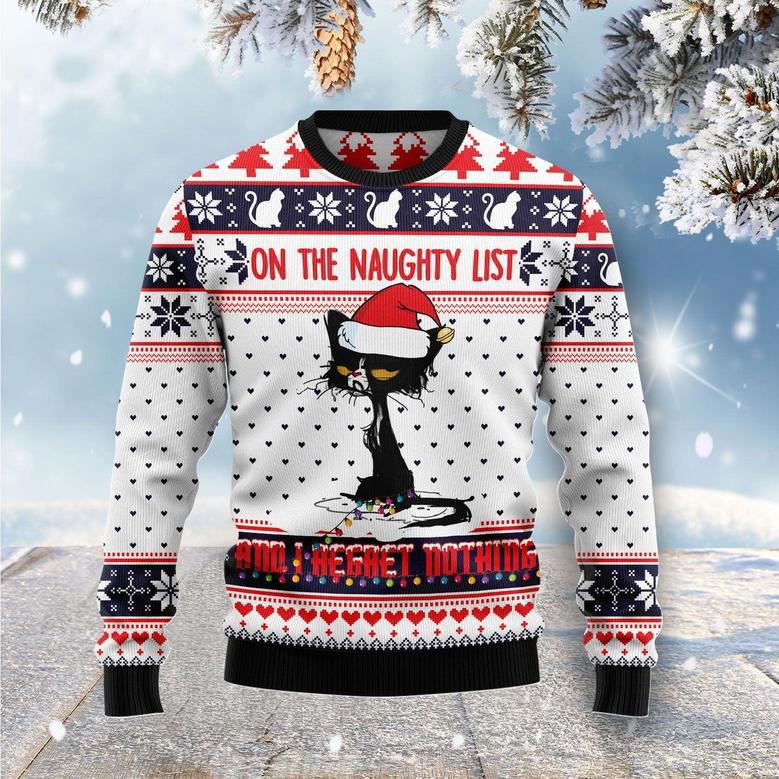 Naughty List Cat Meow Ugly Christmas Sweater