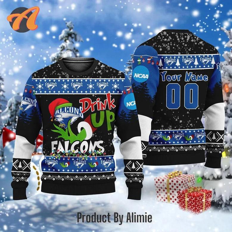 NCAA Grinch Drink Up Air Force Falcons Custom Ugly Christmas Sweater, Jumpers