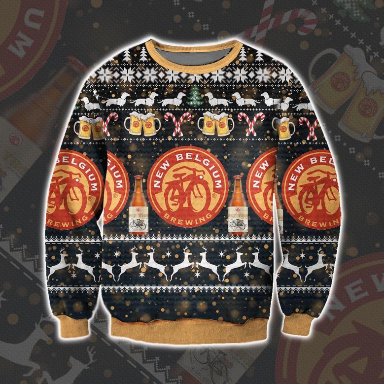 New Belgium Brewing Knitting Pattern Print Ugly Christmas Sweater