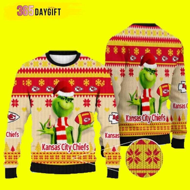 New Grinch Kansas City Chiefs Custom Ugly Christmas Sweater, Jumpers